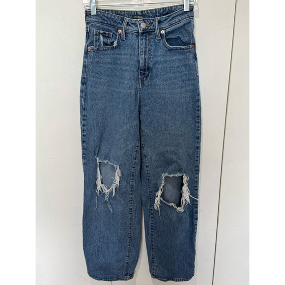 Wild Fable Denim - Women's Wild Fable high rise baggy Jeans Size 2/26R Blue Distressed ripped